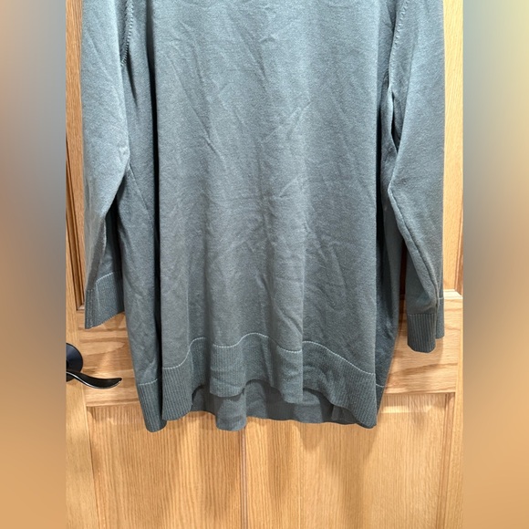 Cable & Gauge Asymmetrical Button Cowl Neck Tunic Sweater 2X NWT Green - Picture 4 of 8